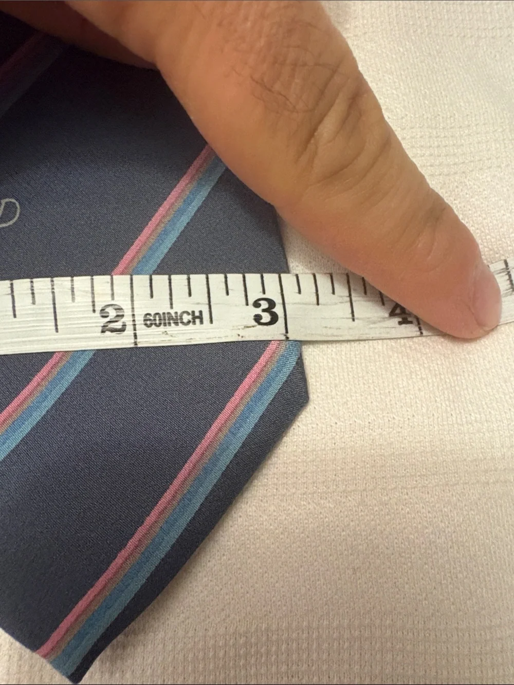 Valentino Navy Silk Tie with Pink and Teal Stripes